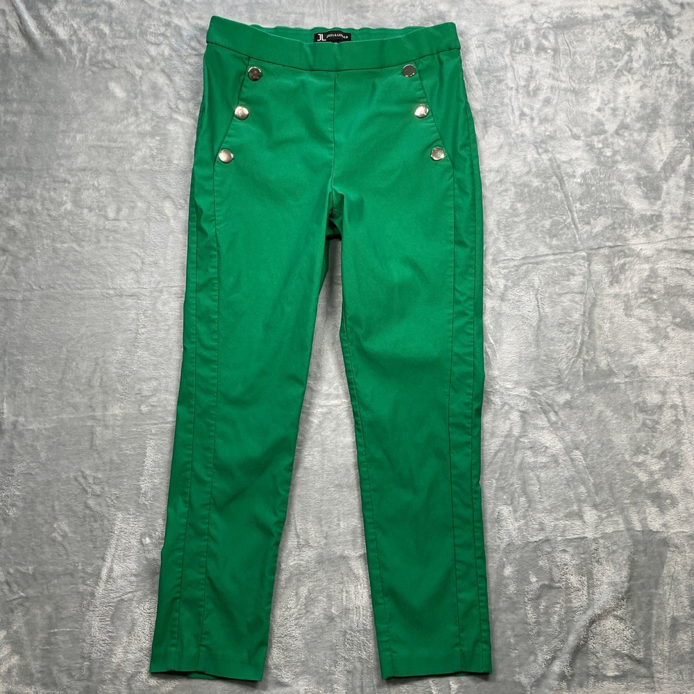 JULES & LEOPOLD Women Green Sailor Button Stretch Ankle Pants Size L